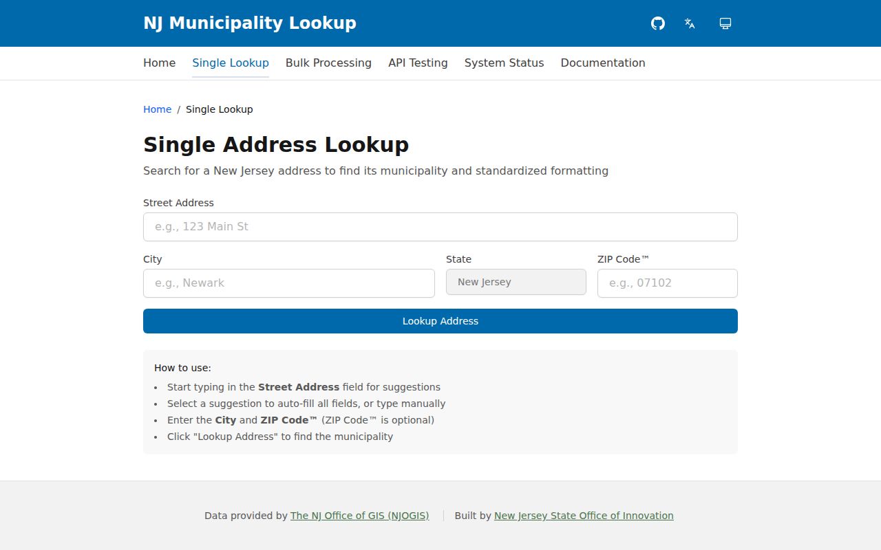 Mercer street directory municipality address lookup