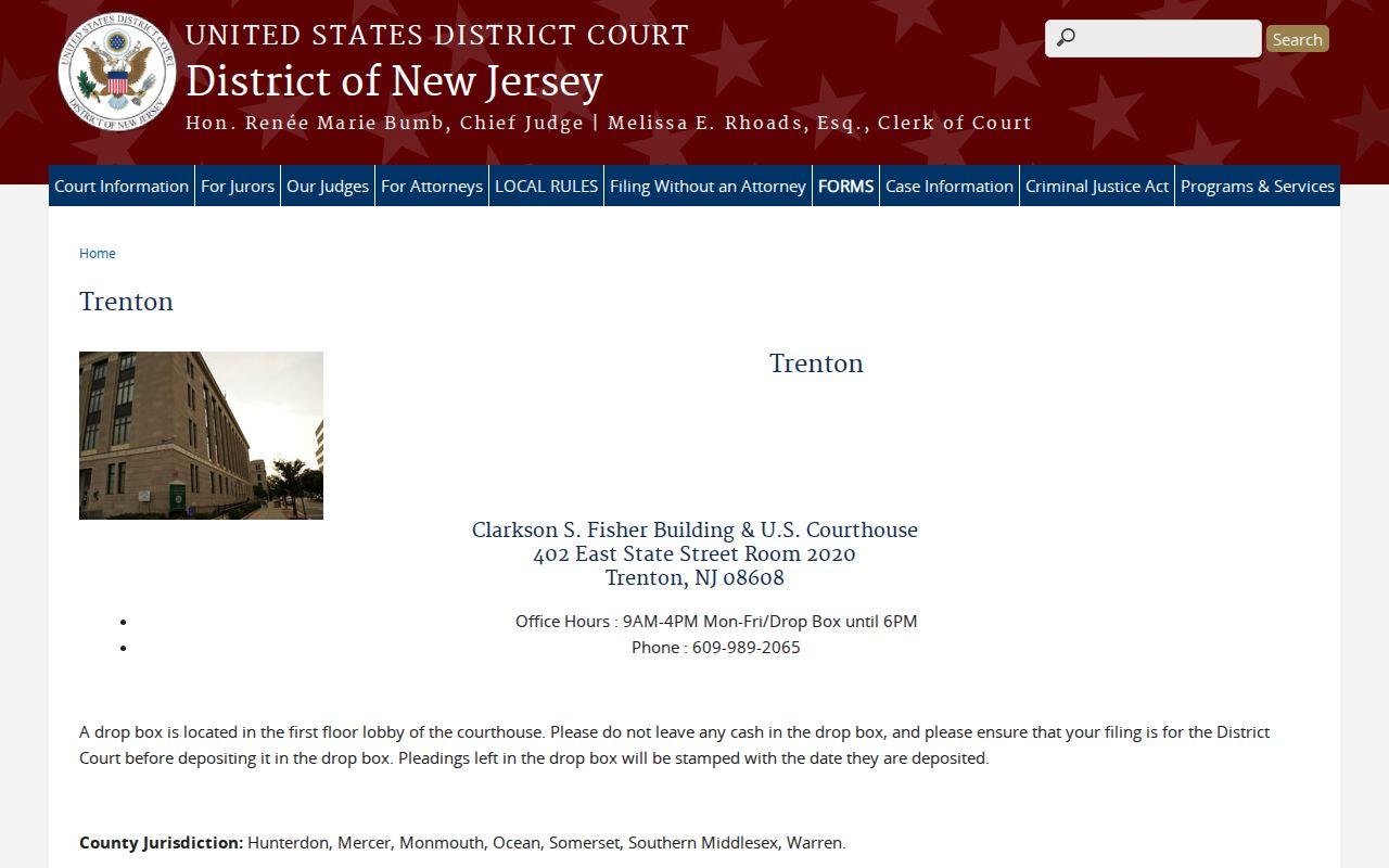 Mercer residents directory Trenton federal courthouse
